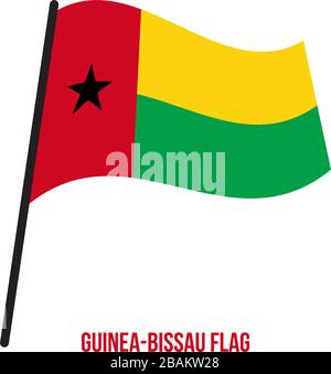 Guinea-Bissau Fahne winken Vector Illustration auf weißem Hintergrund. Guinea-Bissau Flagge. Stock Vektor