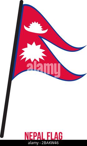 Nepal Fahne winken Vector Illustration auf weißem Hintergrund. Nepal Nationalflagge. Stock Vektor