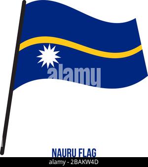 Nauru Flagge schwenkten Vector Illustration auf weißem Hintergrund. Nauru Nationalflagge. Stock Vektor