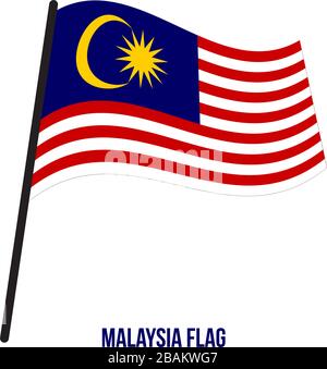 Malaysia Fahne winken Vector Illustration auf weißem Hintergrund. Malaysia Nationalflagge. Stock Vektor