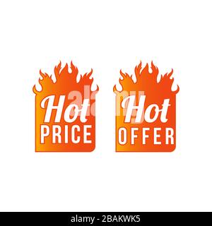 Hot Price und Hot Offer Etiketten. Vektor. Stock Vektor