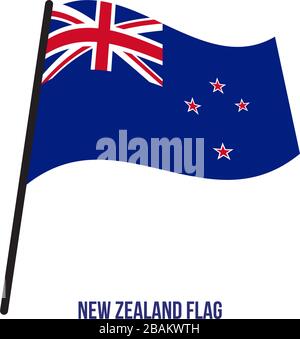 Neuseeland Flagge schwenkten Vector Illustration auf weißem Hintergrund. Neuseeland Nationalflagge. Stock Vektor