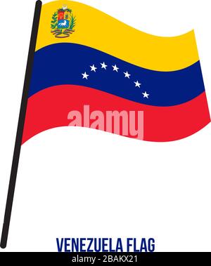Venezuela Flagge schwenkten Vector Illustration auf weißem Hintergrund. Venezuela Nationalflagge. Stock Vektor