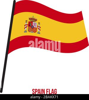 Spanien Flagge schwenkten Vector Illustration auf weißem Hintergrund. Spanien Nationalflagge. Stock Vektor