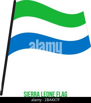 Sierra Leone Fahne winken Vector Illustration auf weißem Hintergrund. Sierra Leone Nationalflagge. Stock Vektor