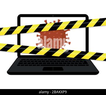 Virus im Laptop mit Internet Kriminalität Vektor-illustration EPS 10. Stock Vektor