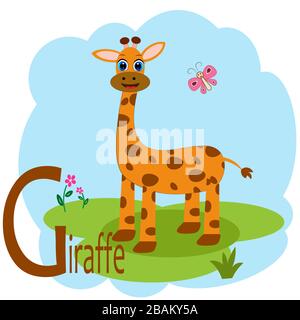 G-Wort für Giraffe Tieralphabet Abbildung Stock Vektor