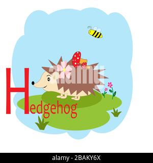 H Wort für Igel tierische Alphabet Illustration Stock Vektor