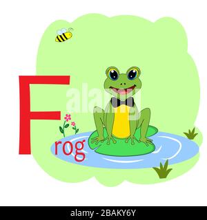 F-Wort für Abbildung des Frosch-Tieralphabets Stock Vektor