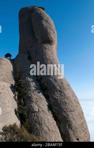 Klettern Cavall Bernat, Montserrat, Naturpark, Katalonien, Europa Stockfoto