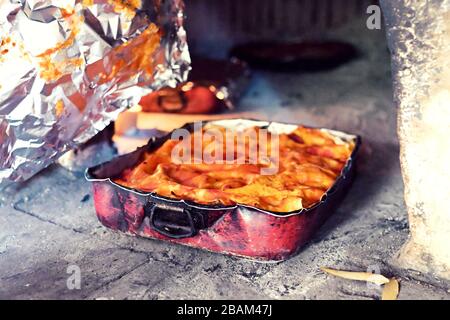 Lasagne von meiner Großmutter hergestellt Stockfoto