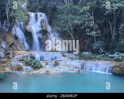 Kuang Si Wasserfall in Luang Prabang, Laos Stockfoto