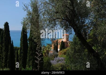 Haus, Hanbury Garden, 2016, La Mortola, Ventimiglia, Riviera dei Fiori, Italien. Stockfoto