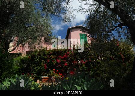 Haus, Hanbury Garden, 2016, La Mortola, Ventimiglia, Riviera dei Fiori, Italien. Stockfoto