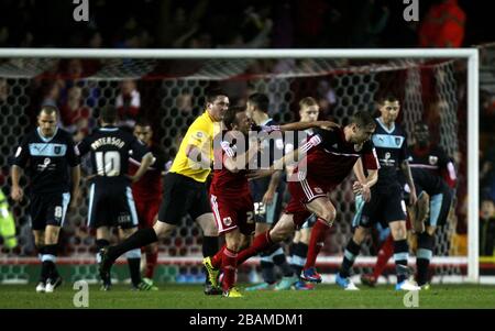 Steven Davies von Bristol City feiert das erreichen ihres Ausgleichsziels Stockfoto