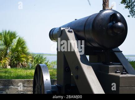 Eine Kanone im Fort Clinch State Park Florida USA Stockfoto