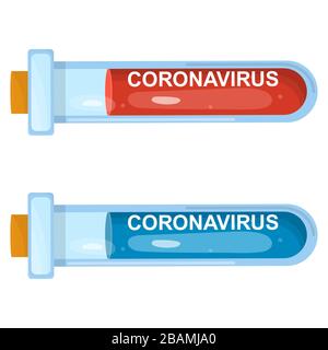 Wuhan coronavirus COVID-19-Konzept. Gefährliches chinesisches nCoV-Coronavirus im Flaschentrank. Vektorgrafiken für Blogeinträge, Nachrichten und Artikel. Stock Vektor