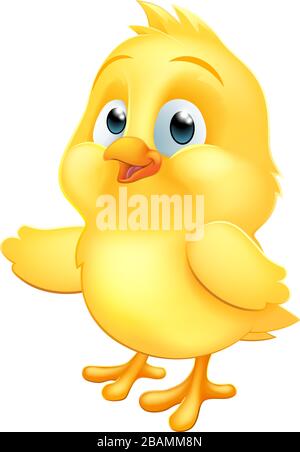 Baby Chicken Chick Easter Bird Cartoon Pointing Stock Vektor