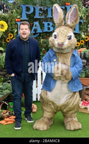 März 2018 - London, England, Großbritannien - Peter Rabbit UK Gala Premiere Photo Shows: James Corden Stockfoto