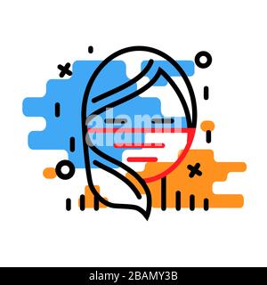 Mädchen in einer medizinischen Maske zart dünne Linie. Schutz vor Viren. Coronavirus Konzept. Schutz und Pflege der Gesundheit von p Stock Vektor