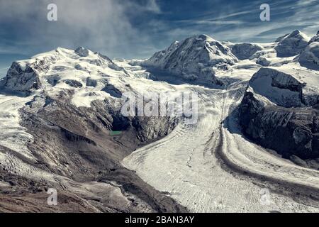 Panoramablick auf Gornergletscher, Schweiz Stockfoto