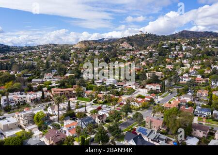 Luftaufnahmen von Los Feliz und Hollywood Hills California Stockfoto