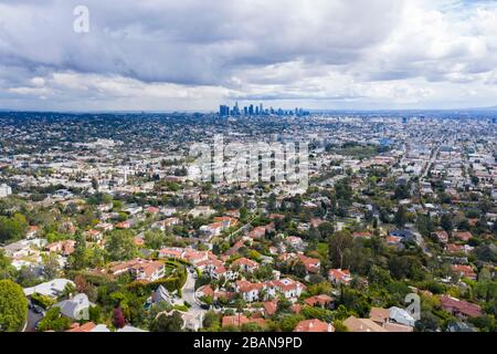 Luftansicht der Innenstadt von Los Angeles aus Stockfoto