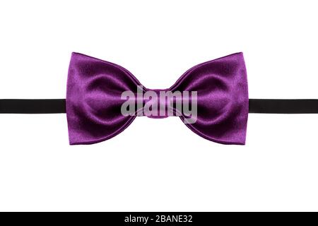Violette Bow Tie Nahaufnahme isoliert auf weißem Hintergrund Stockfoto