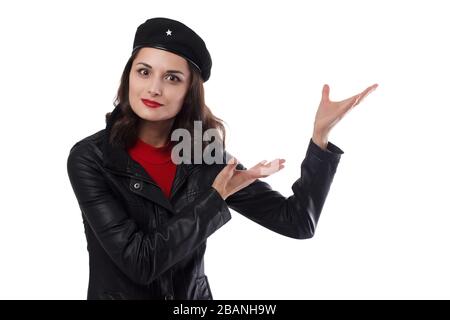 Junge hübsche Frau Ernesto Guevara Cosplay. Stockfoto