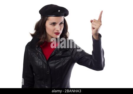 Junge hübsche Frau Ernesto Guevara Cosplay. Stockfoto