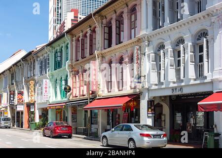 Kolonialshophouses, Moschee-Street, Chinatown, Central Area, Republik Singapur Stockfoto