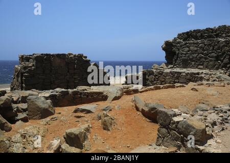 Buschiribana Gold Mill Ruinen auf Aruba Stockfoto