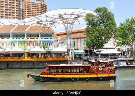 Clarke Quay in Singapore River, Civic District, Central Area, Singapur Insel (Pulau Ujong), Singapur Stockfoto