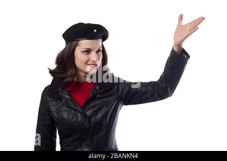 Junge hübsche Frau Ernesto Che Guevara Cosplay. Stockfoto