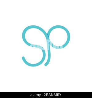 Vektor mit geometrischem Logo der SP-Schleife Stock Vektor