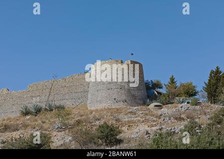 Historische Ruinen der Burg Lekursi in Saranda Albanien Stockfoto