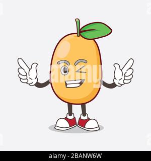 Eine Illustration von Kumquat Fruit Cartoon Maskottchen mit Winking Eye Stockfoto