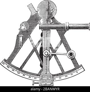 Sextant Line Kunstzeichnung schwarz-weiß Stock Vektor