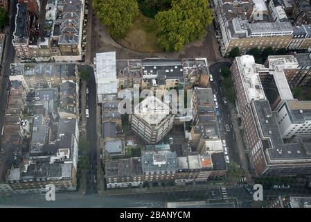 Luftansicht des County House Conway Mews Fitzroy Square Conway Street vom BT Tower, 60 Cleveland St, Fitzrovia, London W1T 4JZ Stockfoto