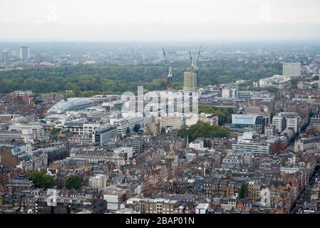 Luftansicht des Marble Arch Place im Construction Park House Portman Square vom BT Tower, 60 Cleveland St, Fitzrovia, London W1T 4JZ Stockfoto