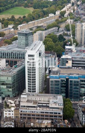 Luftansicht der Chester Terrace 338 Euston Road Regents Park Estate Regents Place London vom BT Tower, 60 Cleveland St, Fitzrovia, London W1T 4JZ Stockfoto