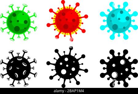 Sechs Illustrationsvektoren des pandemischen Romans Corona Virus Covid-19 2019-nCoV Stock Vektor