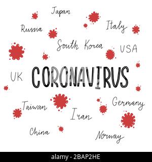 Covid-19-Vektorgrafiken. Grafikkonzept für Coronavirus Pandemie. Covid-19-Virus-Vektor-Text. 2019-nCoV. Stock Vektor
