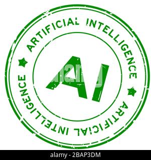 Grunge grün AI (Abkürzung für künstliche Intelligenz) Wort rund Gummi-Siegelstempel auf weißem Hintergrund Stock Vektor
