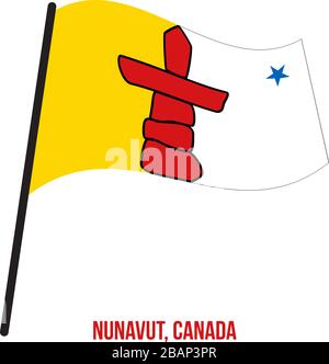 Nunavut Flagge schwenkten Vector Illustration auf weißem Hintergrund. Territorium Flagge von Kanada. Die richtige Größe, Proportion und Farben. Stock Vektor