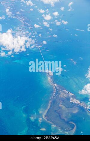 Florida Florida Keys, Long Key State Park, Long Key Viadukt, Overseas Highway, Atlantischer Ozean, Wasser, Golf von Mexiko Küste, Luftaufnahme von oben, 3 Stockfoto