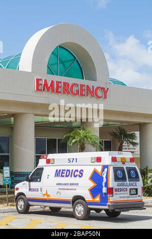 Miami Beach, Florida, Mount Mt. Sinai Medical Center, Zentrum, Krankenhaus, Gesundheitswesen, Gesundheitswesen, Notfall, Eingang, Krankenwagen, Medizin, Transport, FL110625 Stockfoto