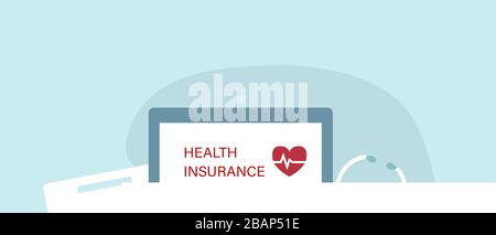 Krankenversicherungskonzept mit Hand-Hold-Versicherungsdatei Vektordarstellung Stock Vektor