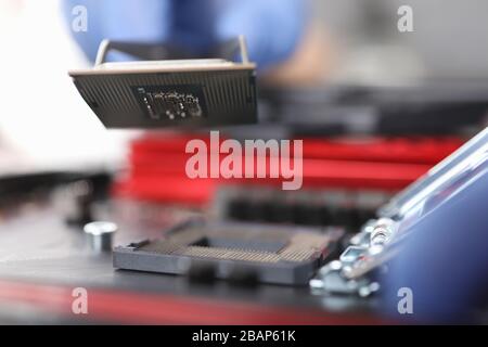 Nahdetails Chip auf einem elektronischen Gerät Stockfoto