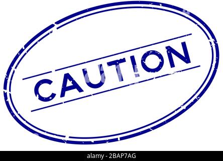 Blaues Warnwort mit ovalem Gummisiegelstempel auf weißem Hintergrund Stock Vektor